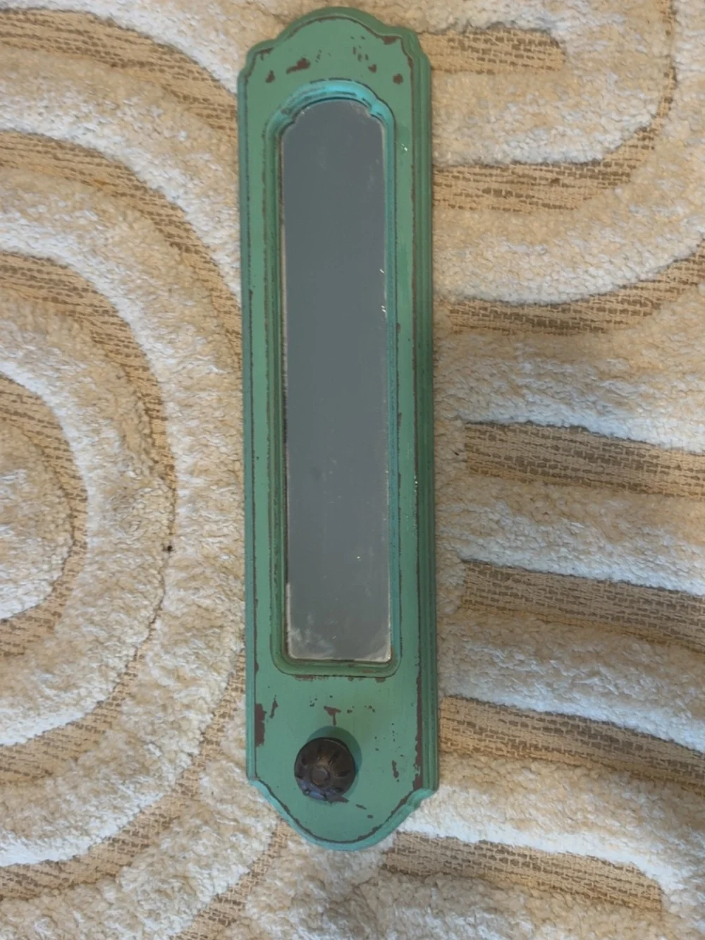 Vintage-Style Narrow Wall Mirror in Mint Green